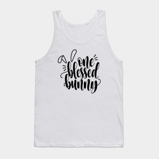Inspiring One Blessed Bunny Easter Calligraphy Tank Top